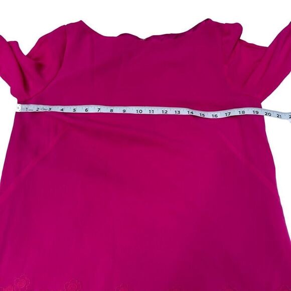 Tahari ASL Pink Floral Eyelet Hem Shift Dress w Self Tie Sleeves Womens 8 - Picture 7 of 10